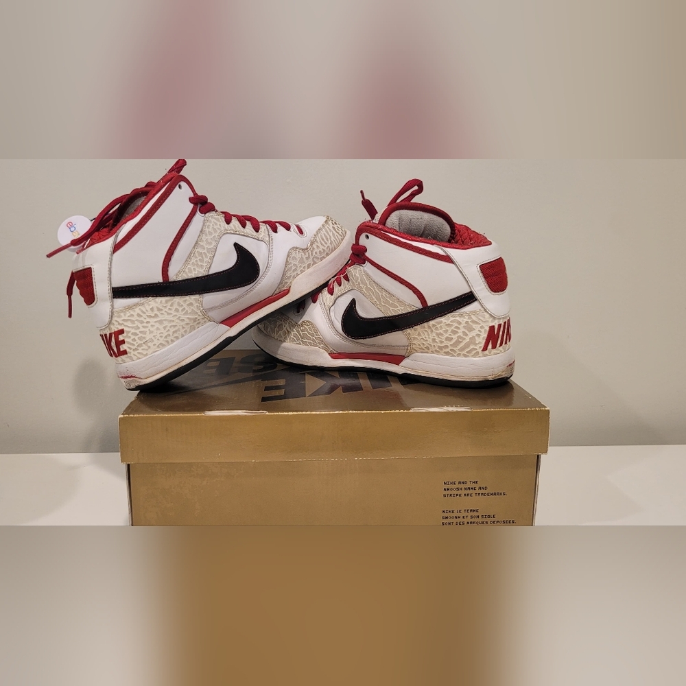 Used 2008 Paul Rodriguez Nike Red and White Sneakers With Box And Laces.